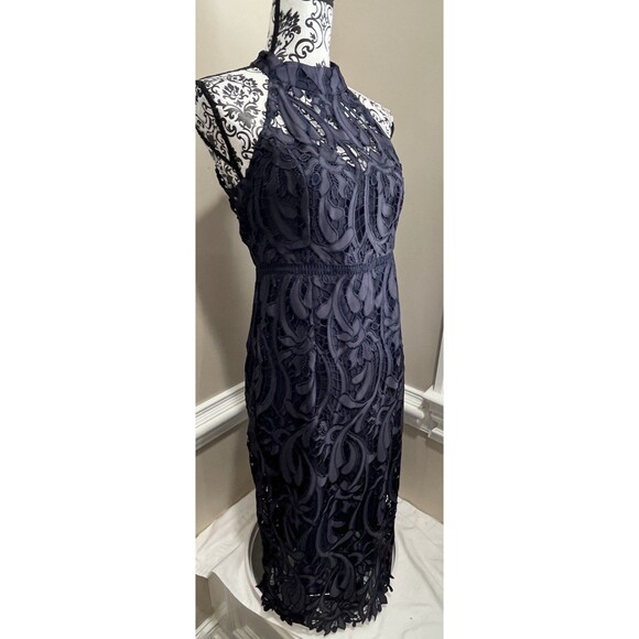 Bardot Isa Cocktail Dress Size 10 Lace Halter French Navy Lined Evening Party - Picture 7 of 12